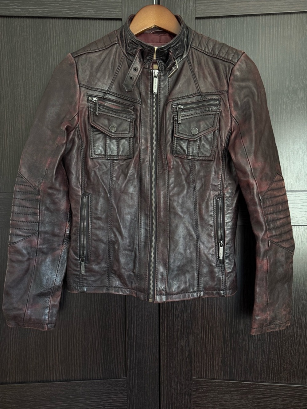 Michael Kors - Women's Burgundy Leather Jacket